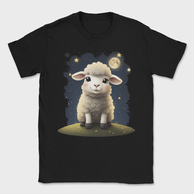 Cute Sheep And Moon, Tricou Barbati (Unisex)