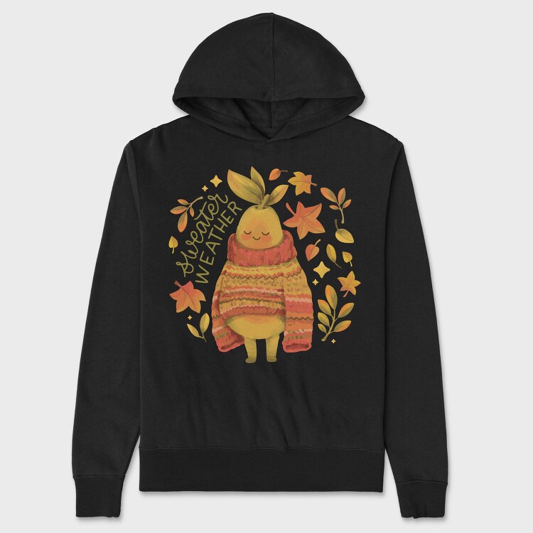Cute Pear In Autumn Sweater Character Mug, Hanorac Oversize Barbati (Unisex)
