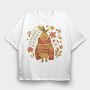 Cute Pear In Autumn Sweater Character Mug, Tricou Oversize Barbati (Unisex)