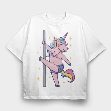 Cute Unicorn Pole Dancing, Tricou Oversize Barbati (Unisex)