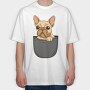 Cute Pug Dog In Pocket French Bulldog, Tricou Oversize Barbati (Unisex)