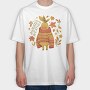 Cute Pear In Autumn Sweater Character Mug, Tricou Oversize Barbati (Unisex)