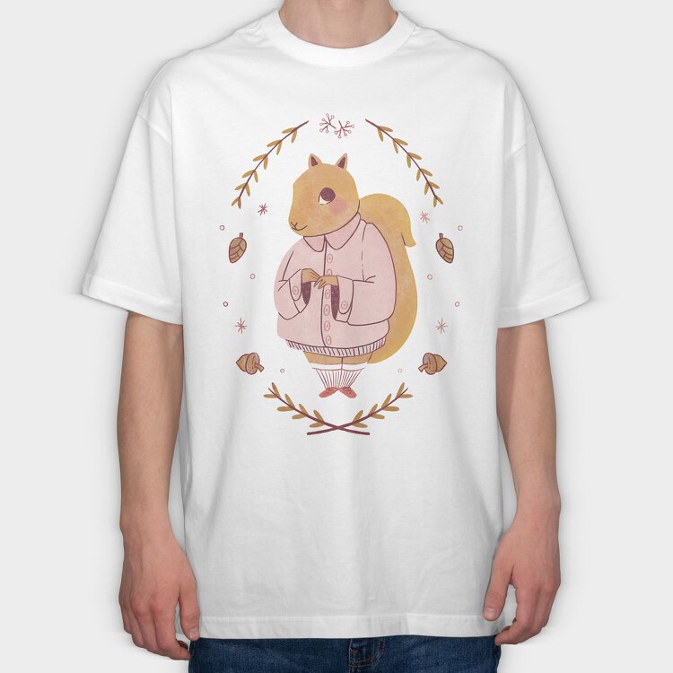 Cute Squirrel Cottagecore, Tricou Oversize Barbati (Unisex)