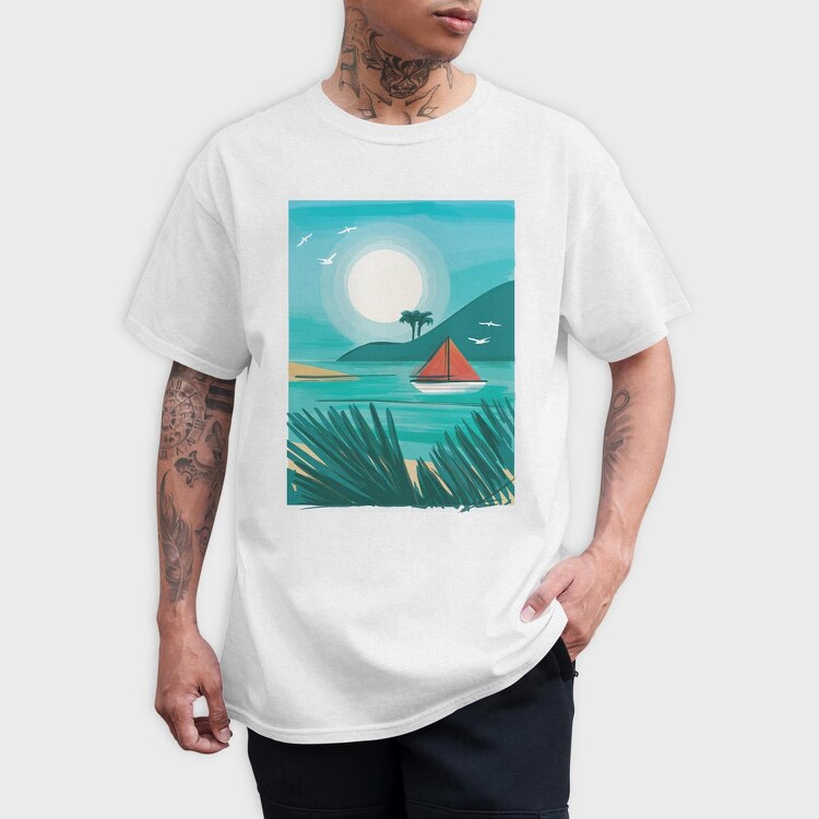 Watercolor Beach, Tricou Barbati (Unisex)