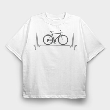 Bicycle Over Heartbeat Line, Tricou Oversize Barbati (Unisex)
