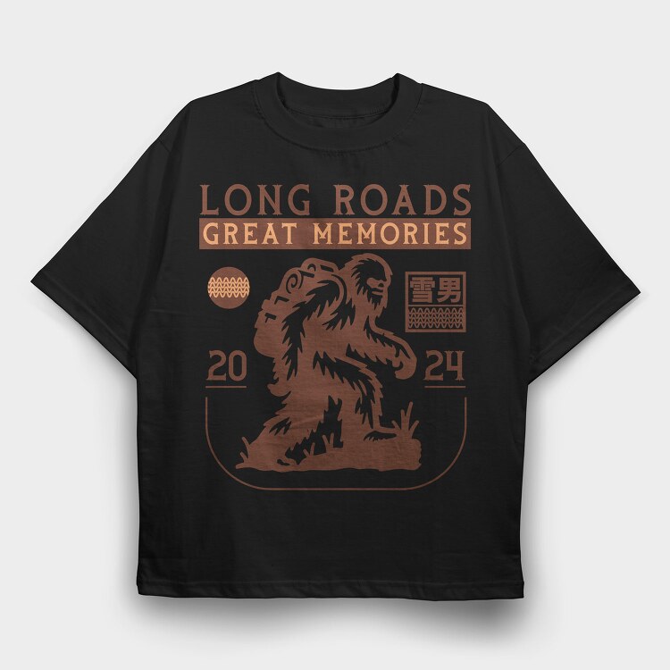 Bigfoot Hiking Memories Trend Yeti, Tricou Oversize Barbati (Unisex)
