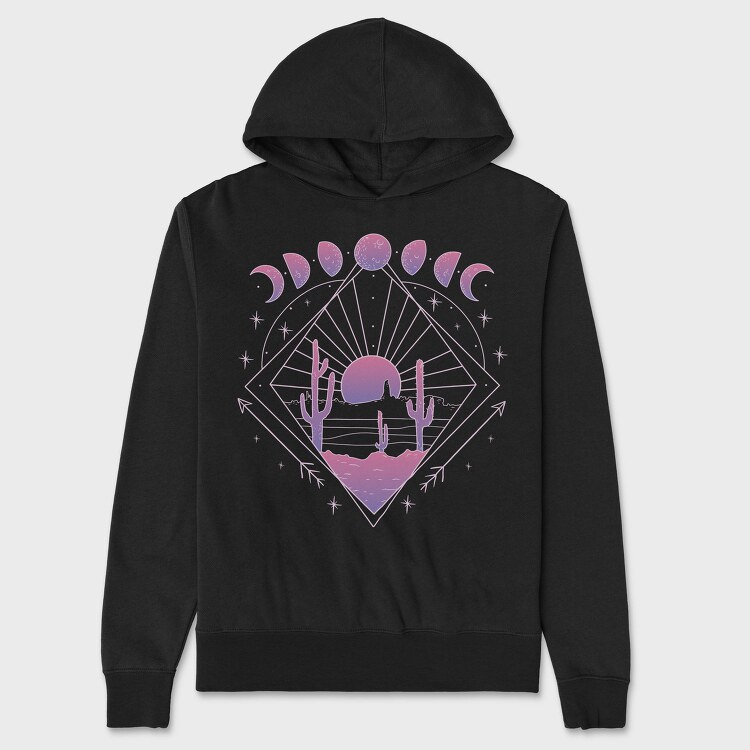 Boho Moon Phases, Hanorac Oversize Barbati (Unisex)