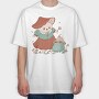 Cute Mushroom And Frog Kawaii, Tricou Oversize Barbati (Unisex)