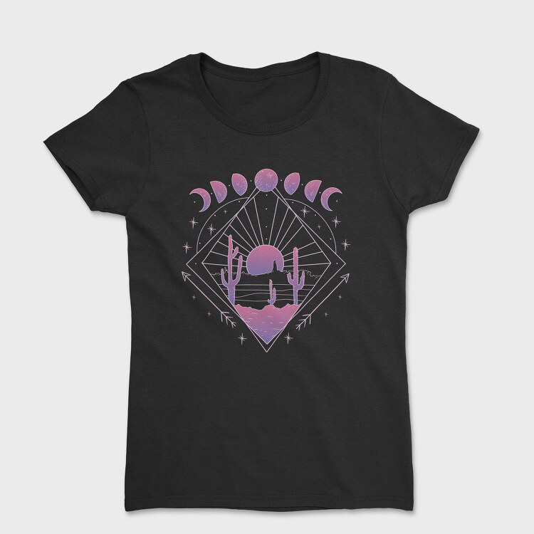 Boho Moon Phases, Tricou Femei