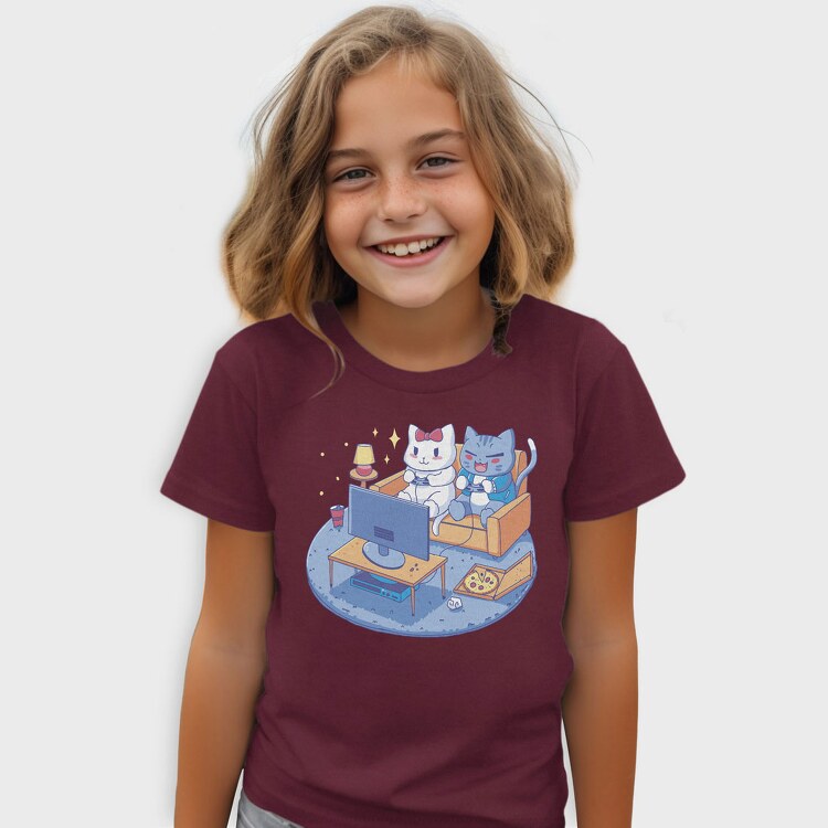 Cute Cats Video Games Anime, Tricou Copii