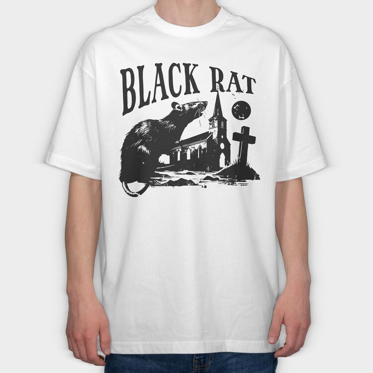 Black Rat Gothic Rodent, Tricou Oversize Barbati (Unisex)