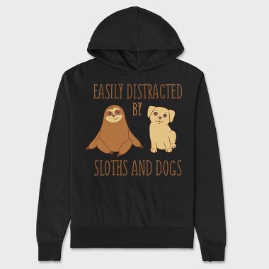Distracted Sloths And Dogs, Hanorac Oversize Barbati (Unisex)