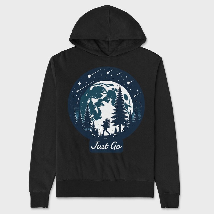 Forest Night Hike Hiking Moon, Hanorac Oversize Barbati (Unisex)