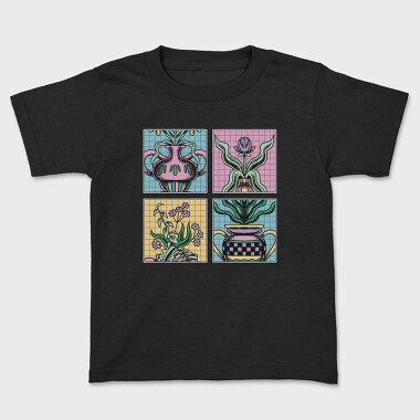 Four Flower Vase Tote, Tricou Copii