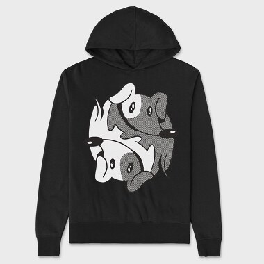 Dachshund Yin Yang, Hanorac Oversize Barbati (Unisex)