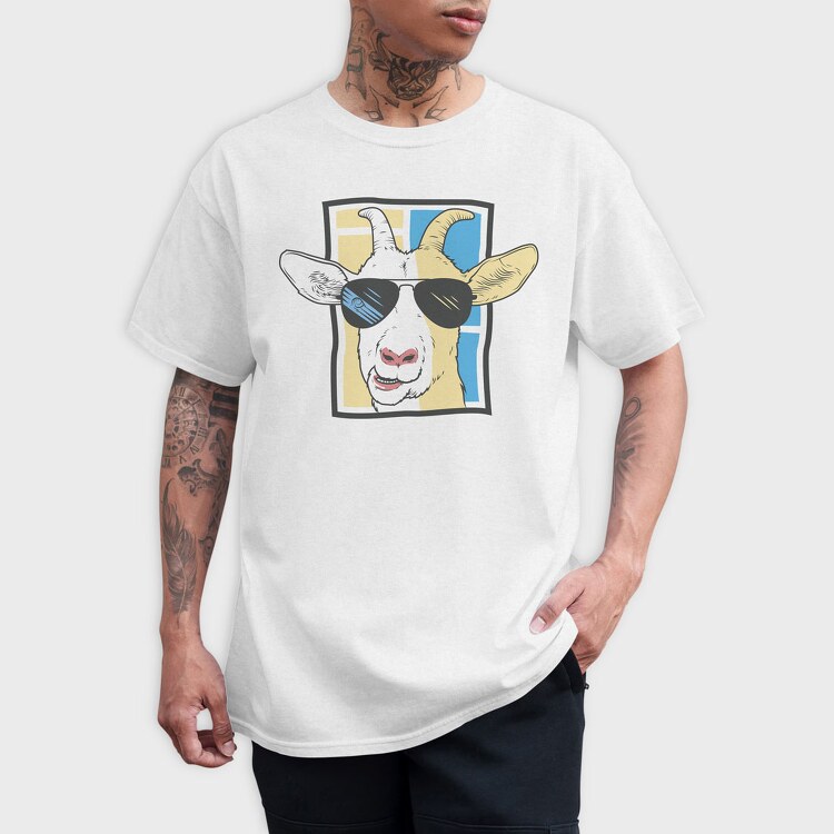 Goat With Sunglasses, Tricou Barbati (Unisex)