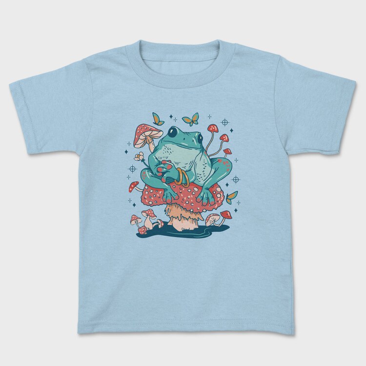 Frog In A Mushroom Cottagecore Pillow, Tricou Copii