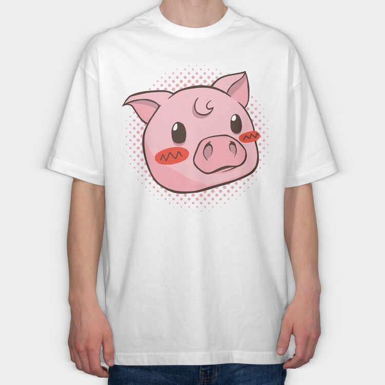 Cute Pig Piggy, Tricou Oversize Barbati (Unisex)