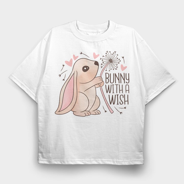 Bunny Making A Wish, Tricou Oversize Barbati (Unisex)