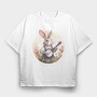 Bunny Playing Banjo Cottagecore, Tricou Oversize Barbati (Unisex)