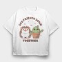 Cactus And Hedgehog Friends Cute, Tricou Oversize Barbati (Unisex)