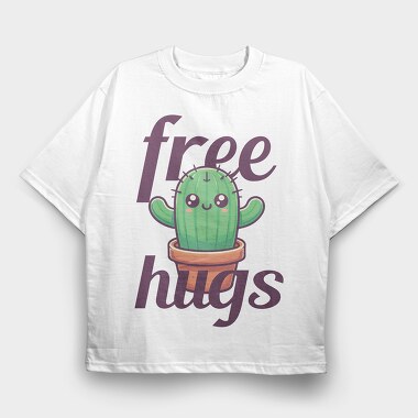Cactus Free Hugs, Tricou Oversize Barbati (Unisex)
