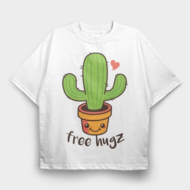 Cactus Hugs Cute 01, Tricou Oversize Barbati (Unisex)