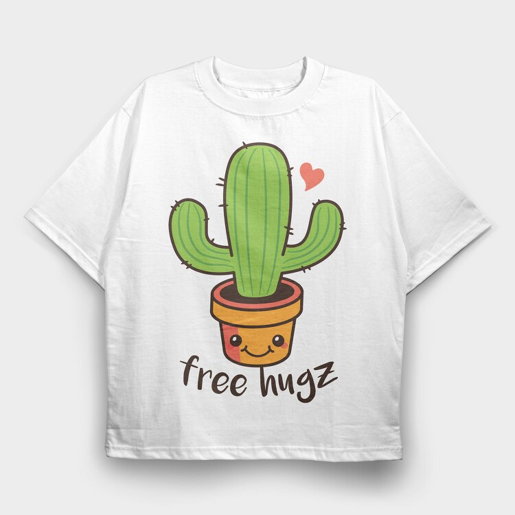 Cactus Hugs Cute 01, Tricou Oversize Barbati (Unisex)