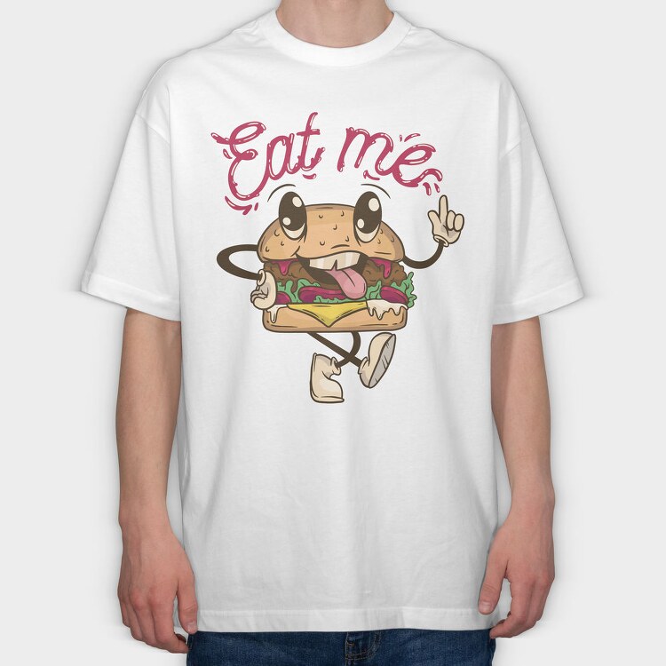 Burger Retro Eat Me, Tricou Oversize Barbati (Unisex)