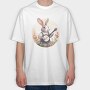 Bunny Playing Banjo Cottagecore, Tricou Oversize Barbati (Unisex)