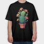 Cactus With Yellow Flowers, Tricou Oversize Barbati (Unisex)