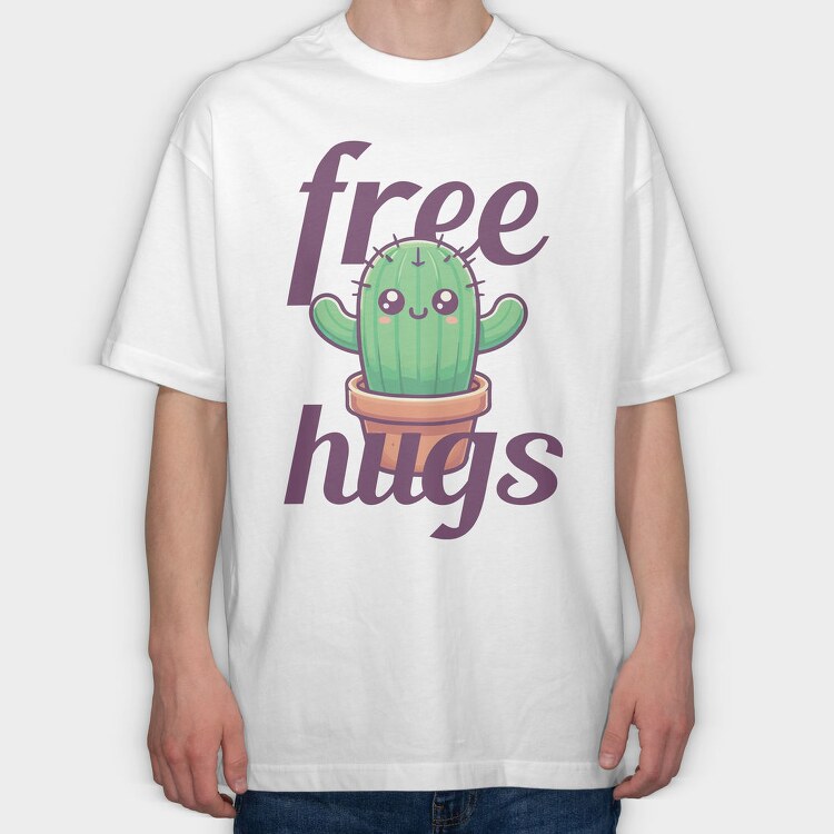 Cactus Free Hugs, Tricou Oversize Barbati (Unisex)