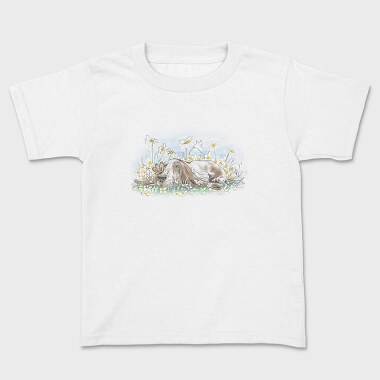 Dog On Flower Field Lying, Tricou Copii