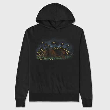 Dog On Flower Field Lying, Hanorac Oversize Barbati (Unisex)