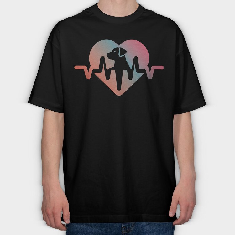 Dog Love Heartbeat, Tricou Oversize Barbati (Unisex)