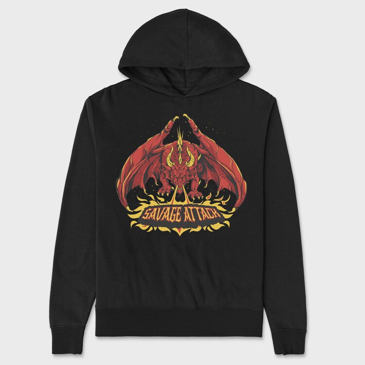 Dragon Creature With Fire Savage Attack, Hanorac Oversize Barbati (Unisex)