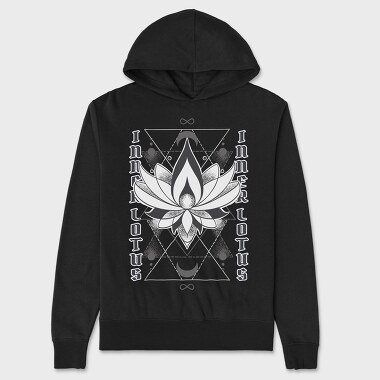 Inner Lotus Flower Monochrome Tote, Hanorac Oversize Barbati (Unisex)