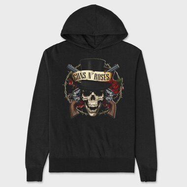 Guns N Roses Skull Top Hat, Hanorac Oversize Barbati (Unisex)