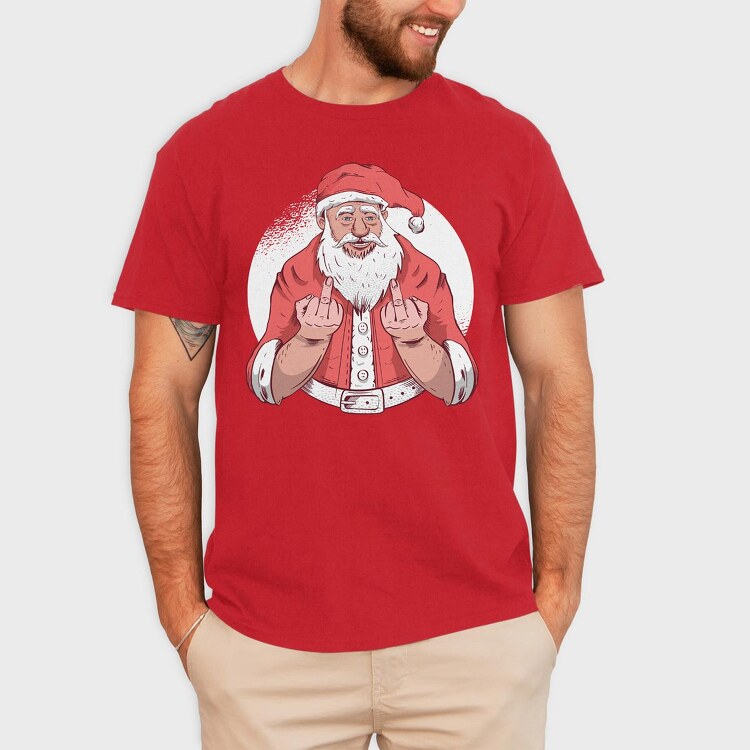 Santa Middle Finger, Tricou Barbati (Unisex)