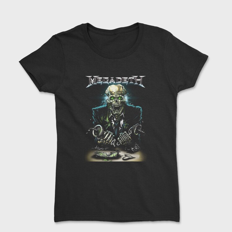 Megadeth Skull Planet Flames 2, Tricou Femei