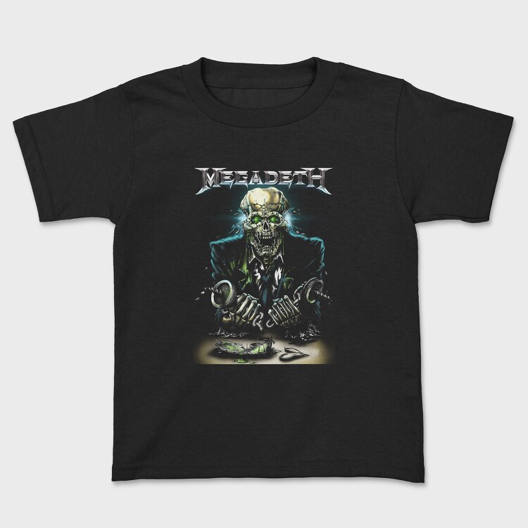 Megadeth Skull Planet Flames 2, Tricou Copii