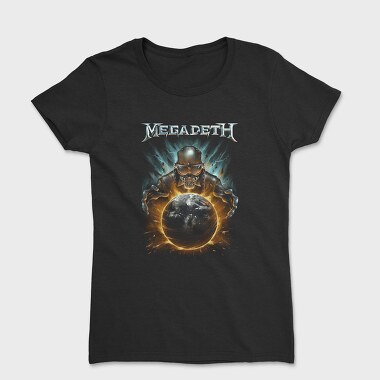 Megadeth Skull Planet Flames, Tricou Femei