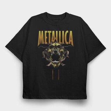 Metallica Skull Flames Eyes 3, Tricou Oversize Barbati (Unisex)