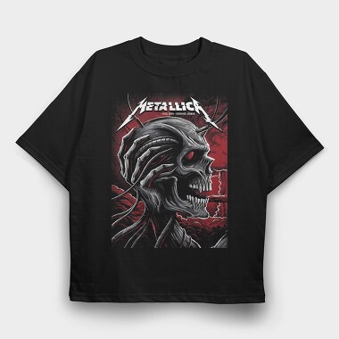 Metallica Skull Red Eyes, Tricou Oversize Barbati (Unisex)