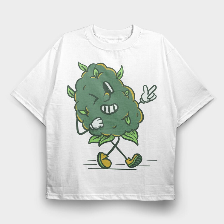 Cannabis Buddy Cartoon, Tricou Oversize Barbati (Unisex)