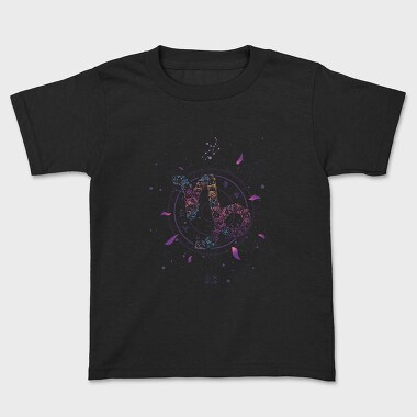 Capricorn Floral Zodiac Sign, Tricou Copii