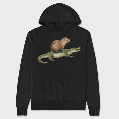 Capybara And Crocodile, Hanorac Oversize Barbati (Unisex)