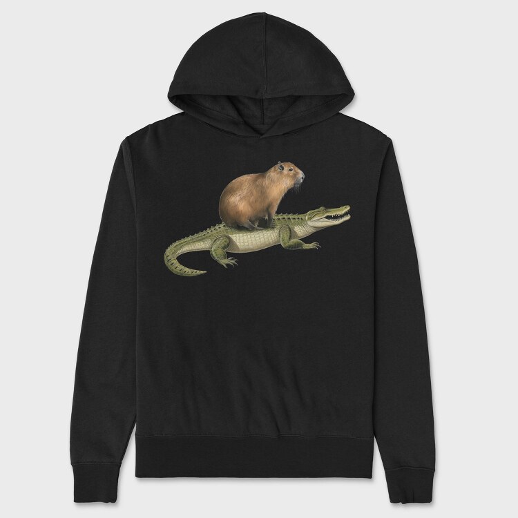 Capybara And Crocodile, Hanorac Oversize Barbati (Unisex)