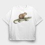 Capybara And Crocodile, Tricou Oversize Barbati (Unisex)