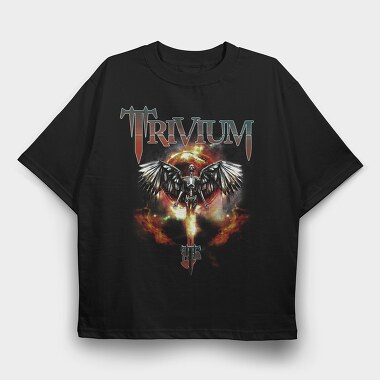 Trivium Skeleton Wings Flames 2, Tricou Oversize Barbati (Unisex)